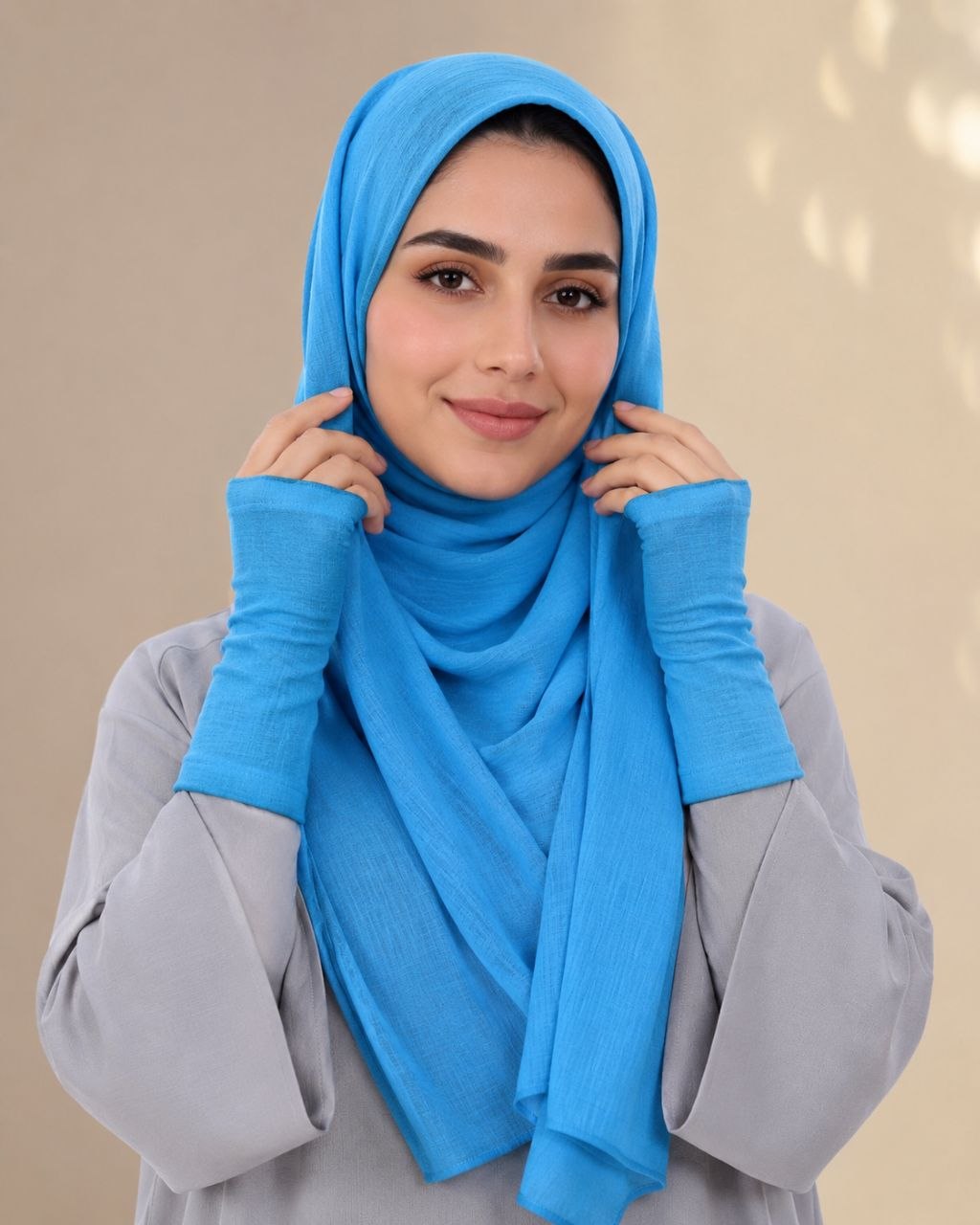 روسری کرپ کریشه آبی آسمانی