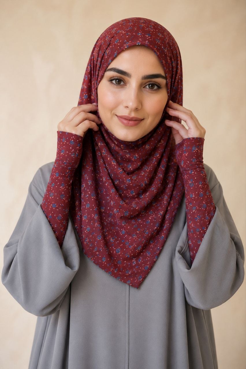 روسری کرپ نخ طرح دار