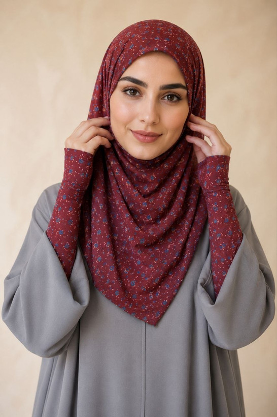 روسری کرپ نخ طرح دار